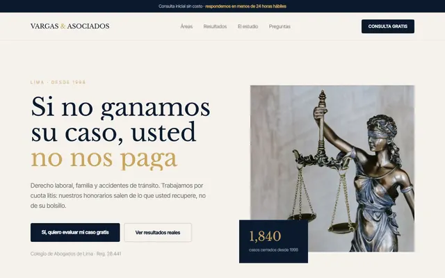 Ejemplo de web de Vargas & Asociados