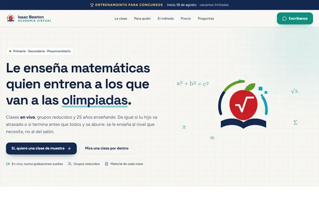 Ejemplo de web de Isaac Newton