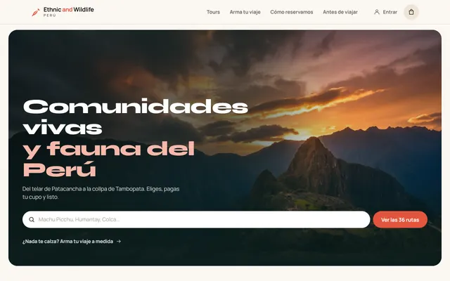 Ejemplo de web de Ethnic and Wildlife Perú