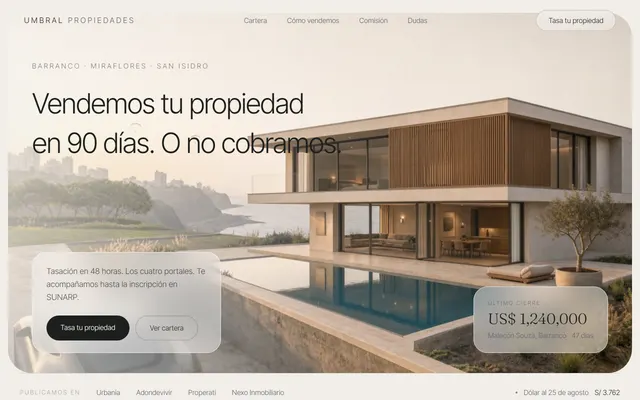 Ejemplo de web de UMBRAL Propiedades