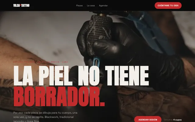 Ejemplo de web de VILCA TATTOO