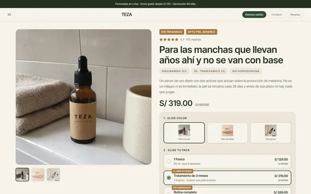 Ejemplo de web de TEZA