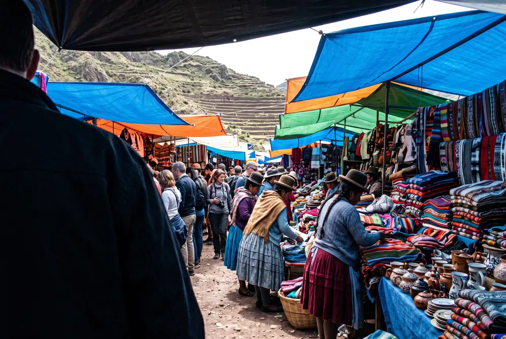 El mercado de Pisac y sus andenerías — Valle Sagrado clásico
